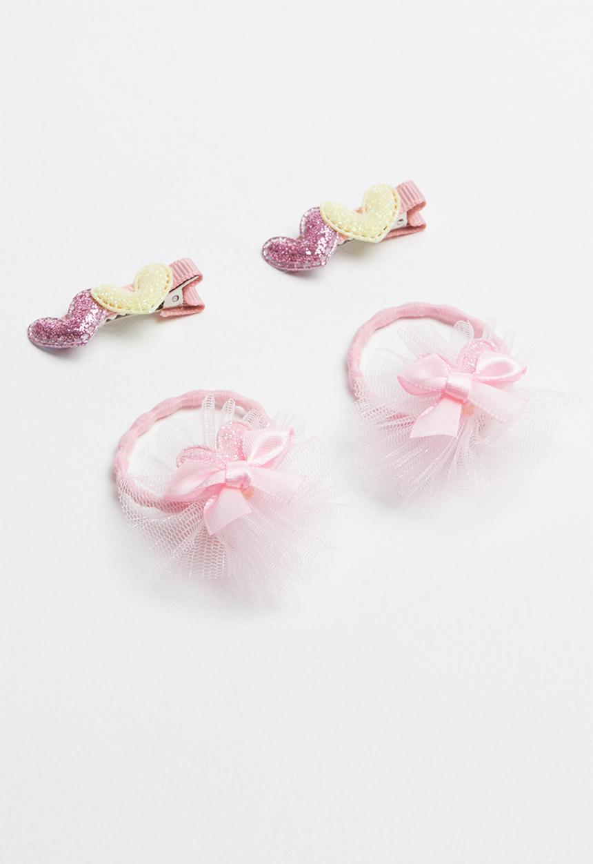 Pop Candy - 4 piece hair clip pack - pink & yellow