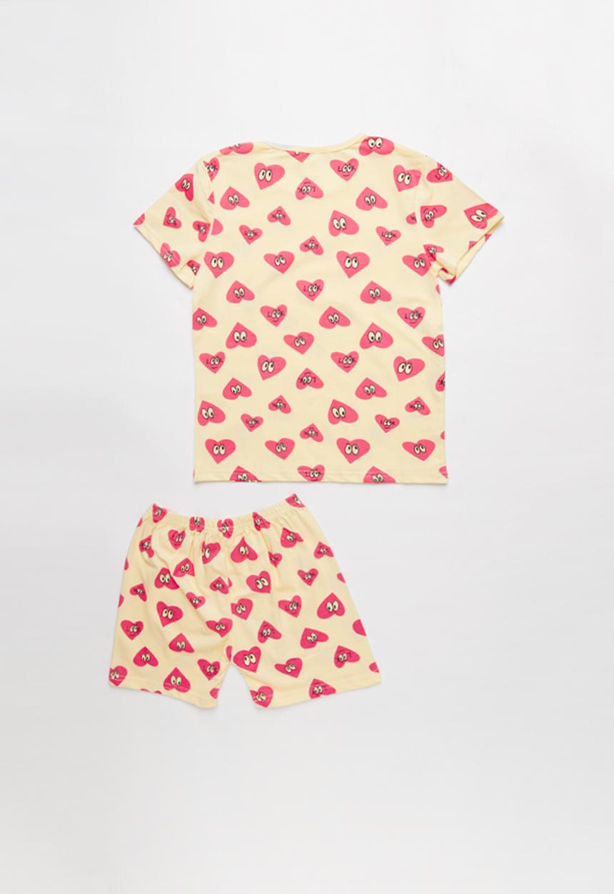 Pop Candy - Heart print pj set - yellow & pink 