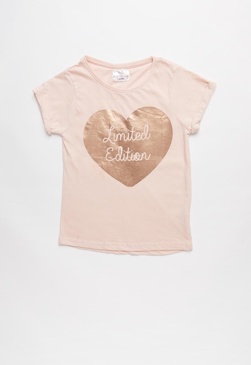 Pop Candy - Girls short sleeve heart top - pink