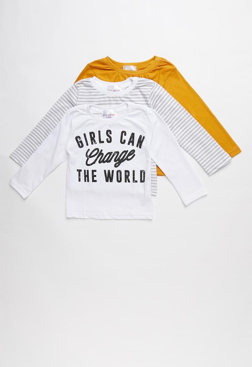 Pop Candy - Kids 3 pack long sleeve printed top - multi