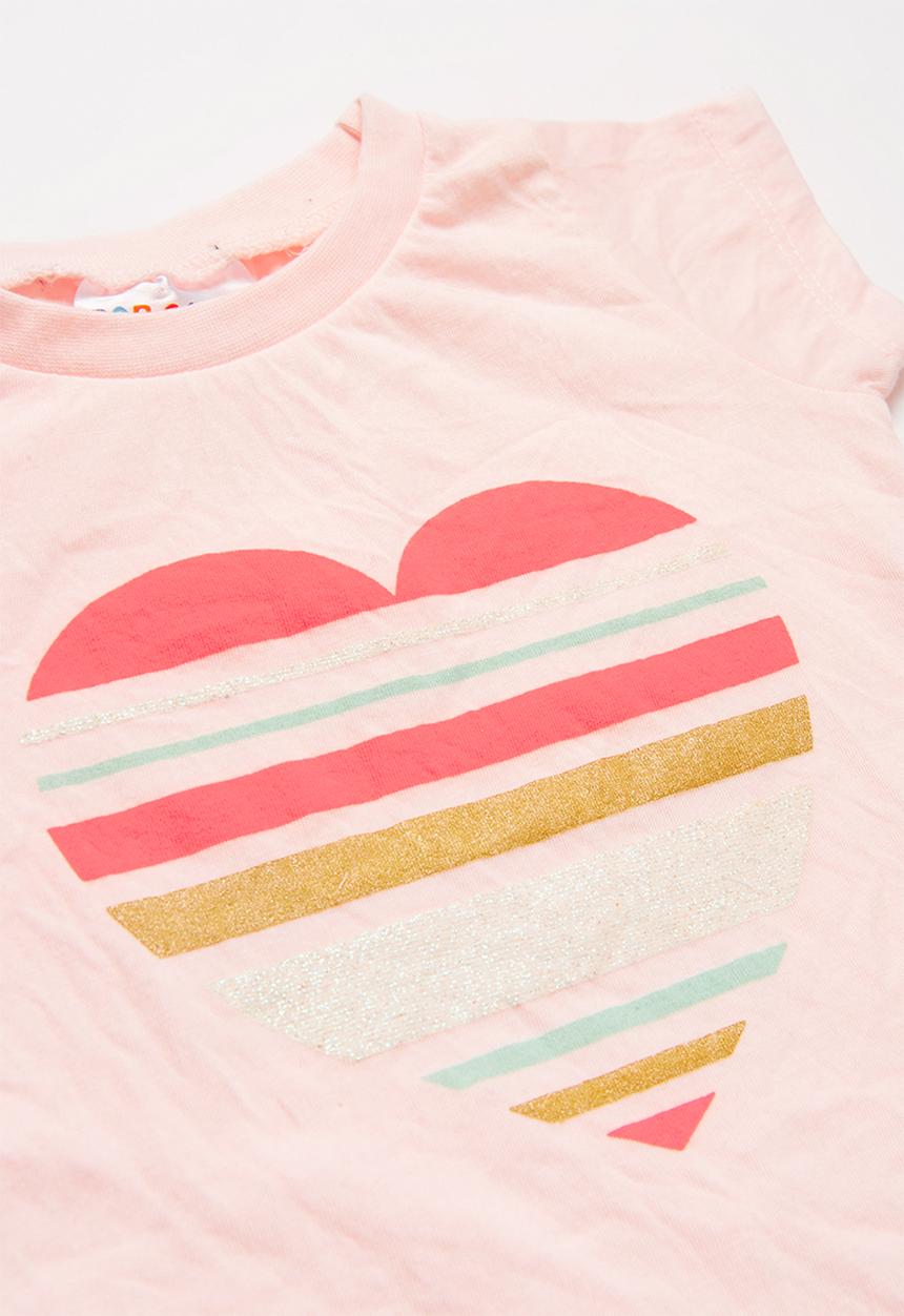 Pop Candy - 2 pack heart tee skirt set - pink & green 