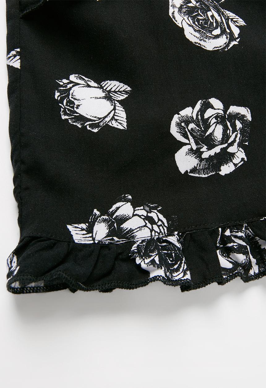 Pop Candy - Girls flouncing rayon shorts - black & white 