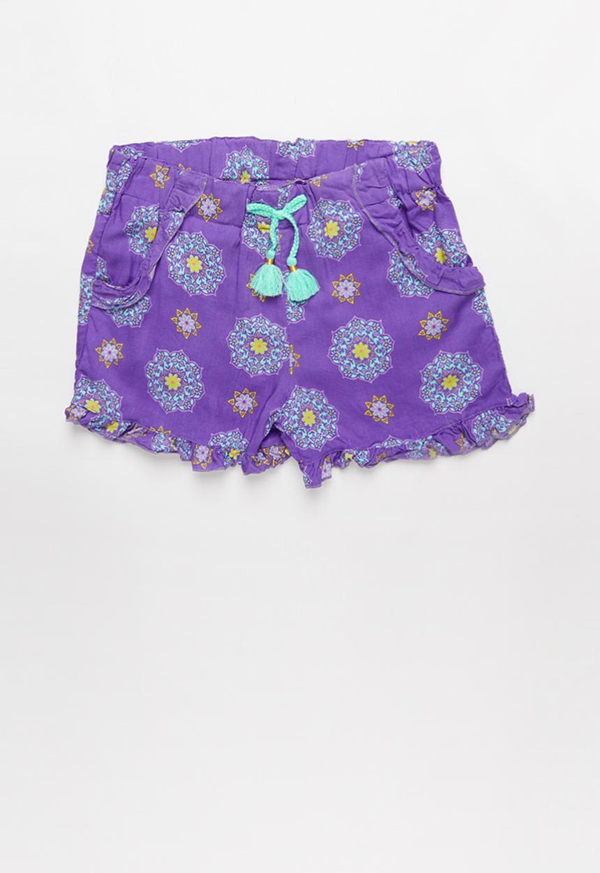 Pop Candy - Girls flouncing rayon shorts - purple 