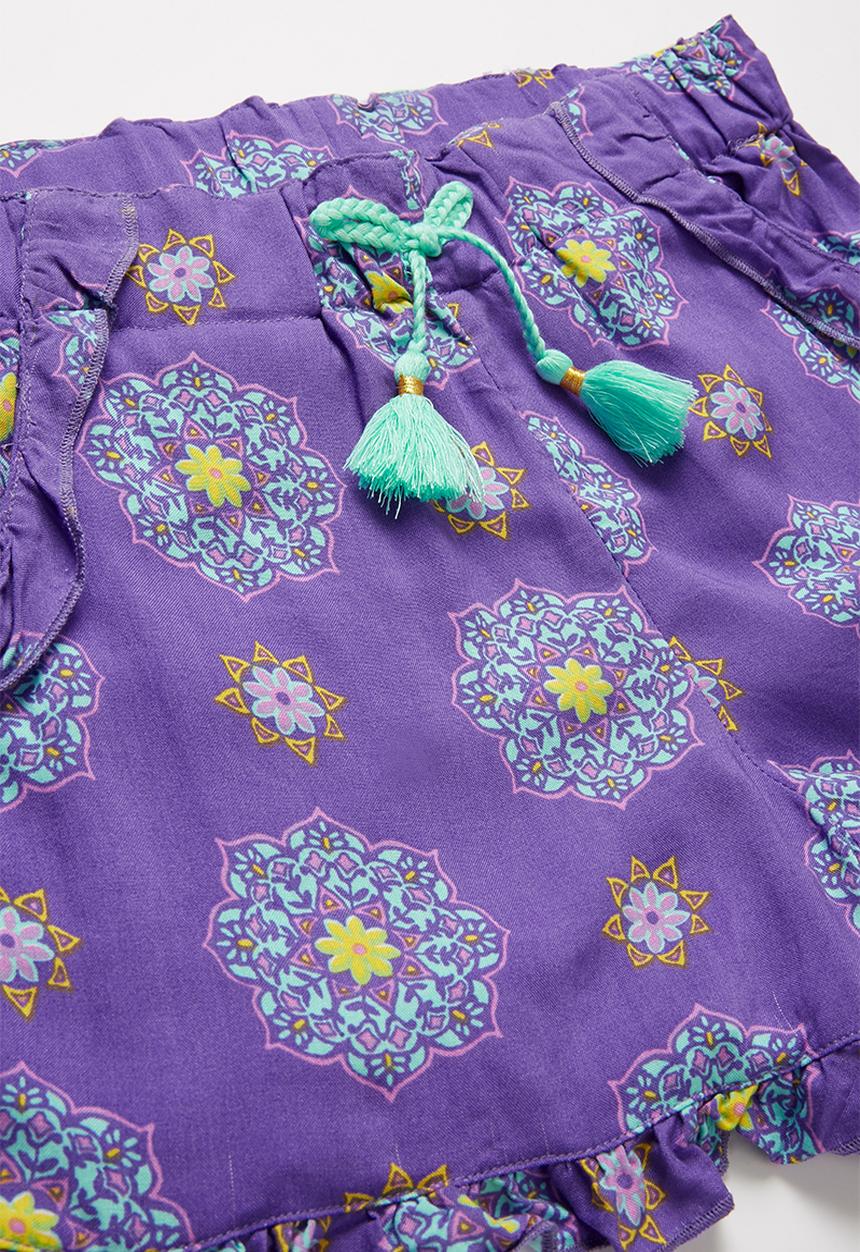 Pop Candy - Girls flouncing rayon shorts - purple 