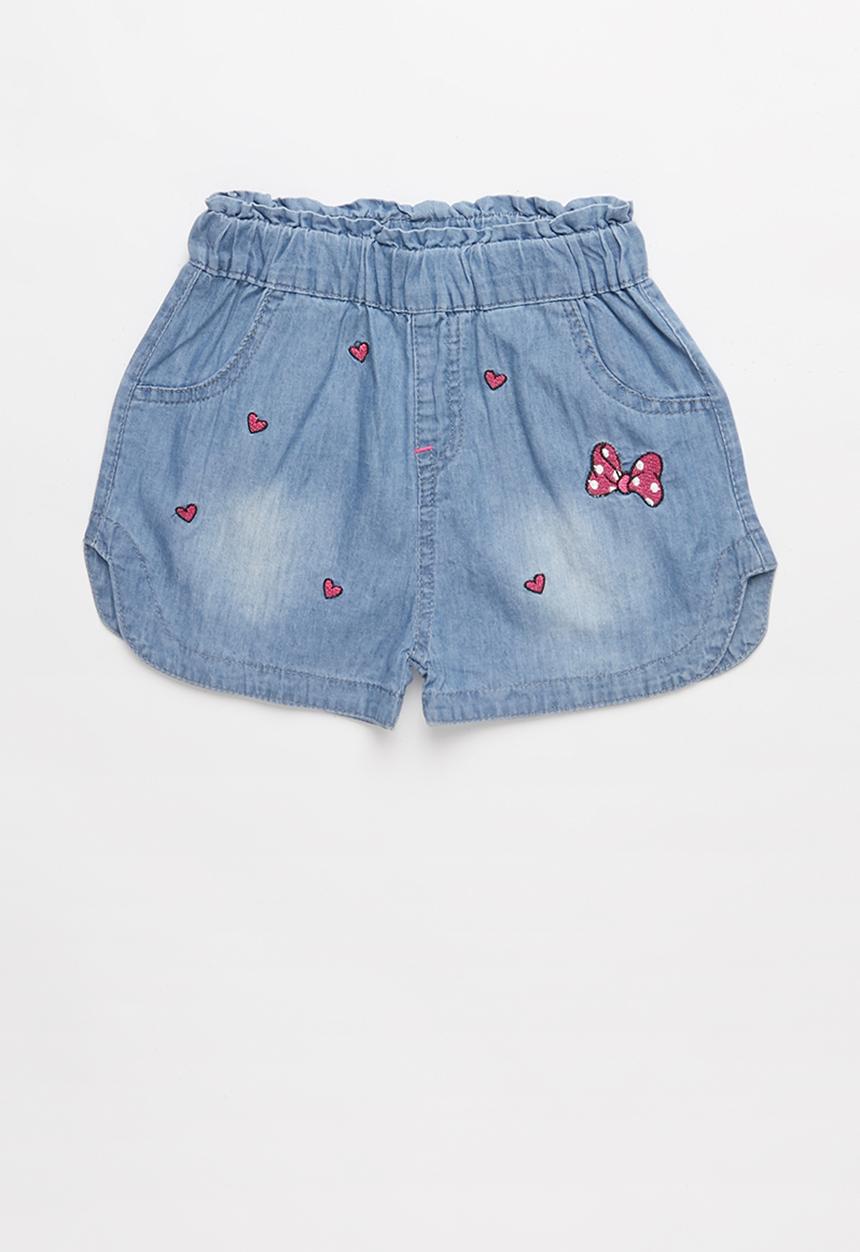 Pop Candy - Girls denim shorts with print - blue & pink 