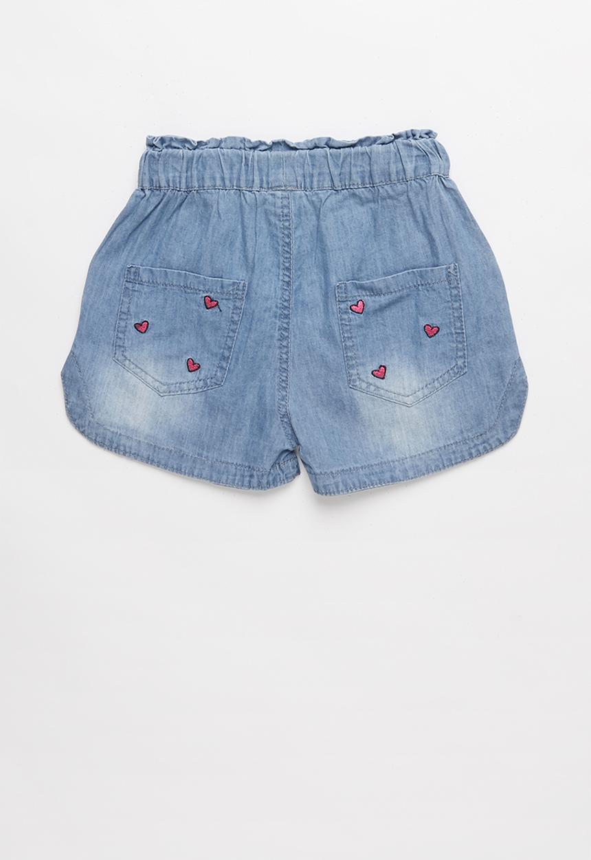 Pop Candy - Girls denim shorts with print - blue & pink 