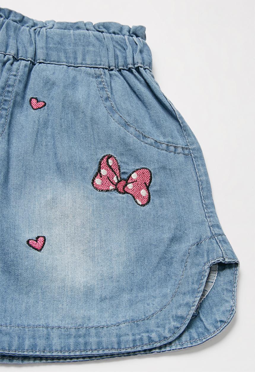 Pop Candy - Girls denim shorts with print - blue & pink 
