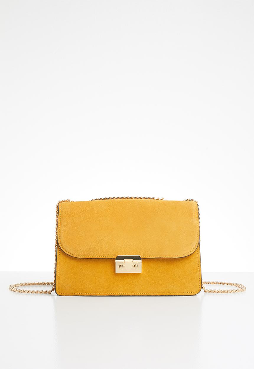 MANGO - Chain leather bag - yellow