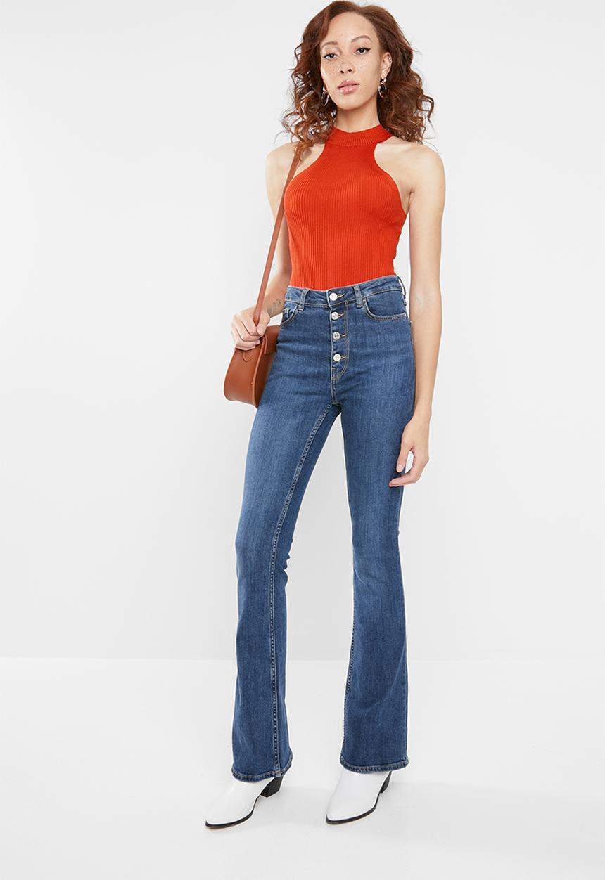 Missguided - Racer neck knitted bodysuit - orange