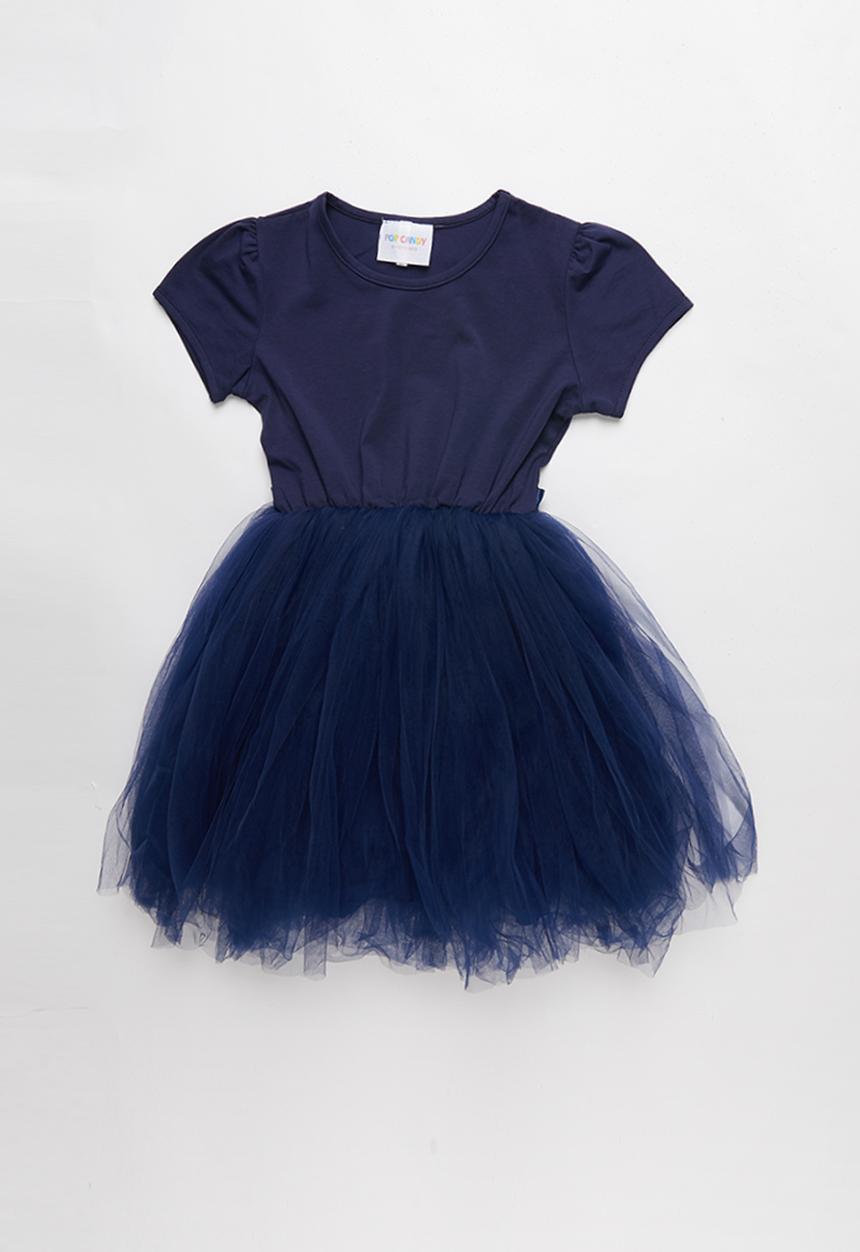 Pop Candy - Mesh combo dress - navy