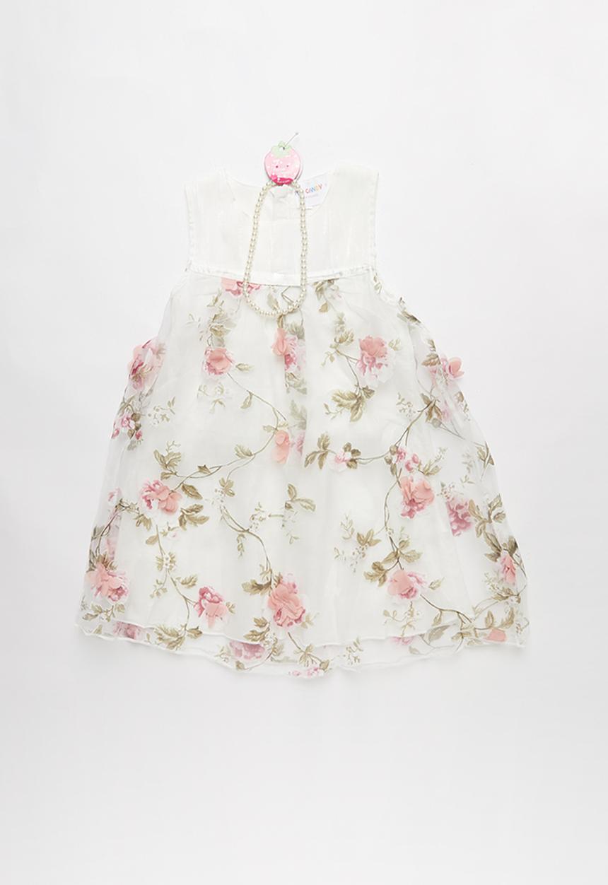 Pop Candy - Embroidered combo dress - white