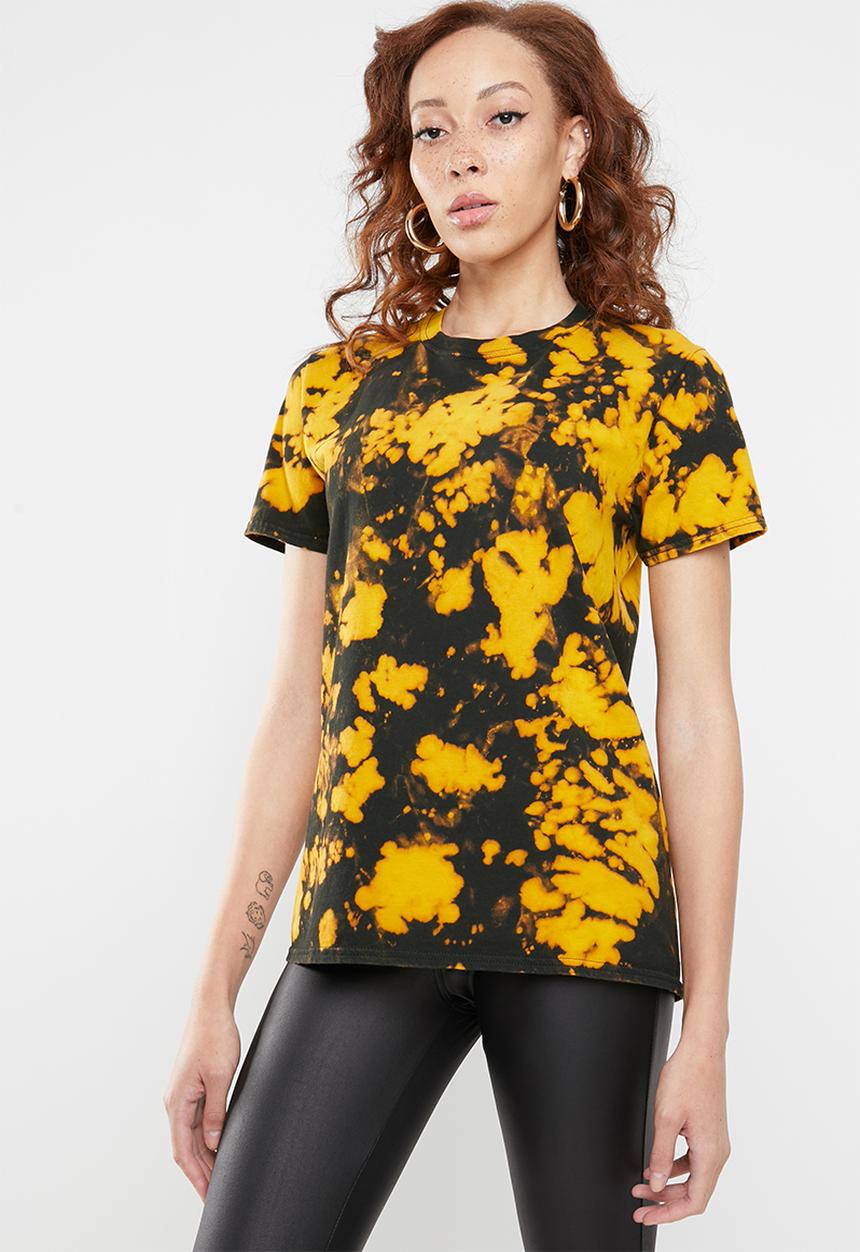 Missguided - Tie dye shirt - yellow & black