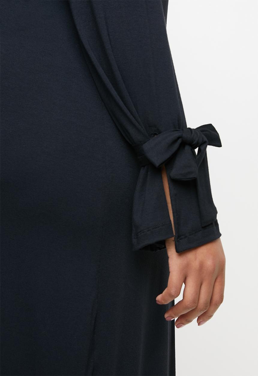 edit Plus - Tie sleeve dress - black