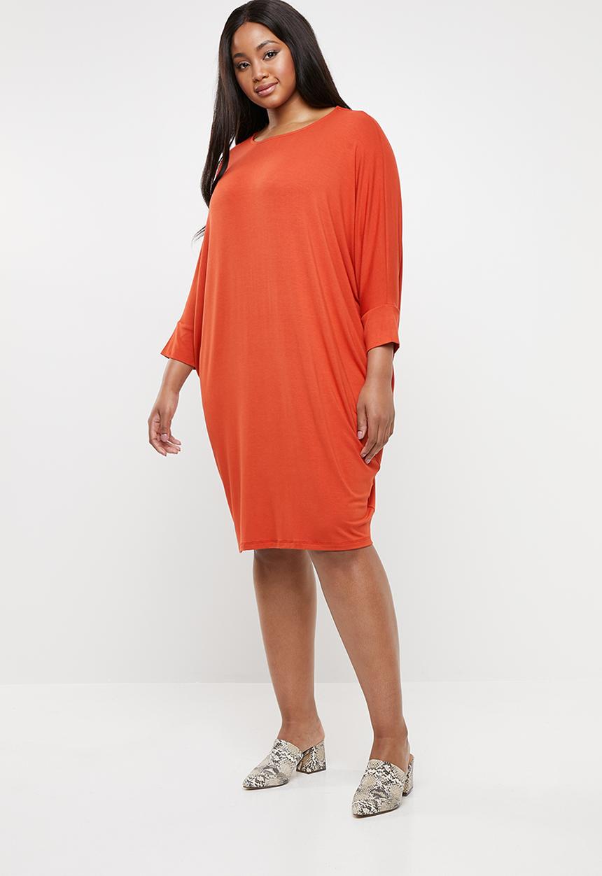 edit Plus - Cuffed easy fit dress - orange