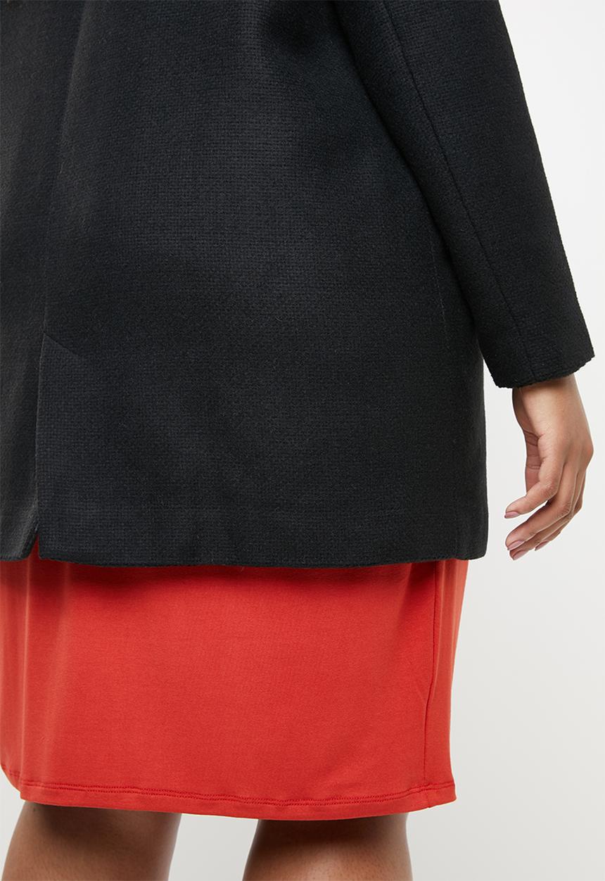 edit Plus - Textured long length coat - black