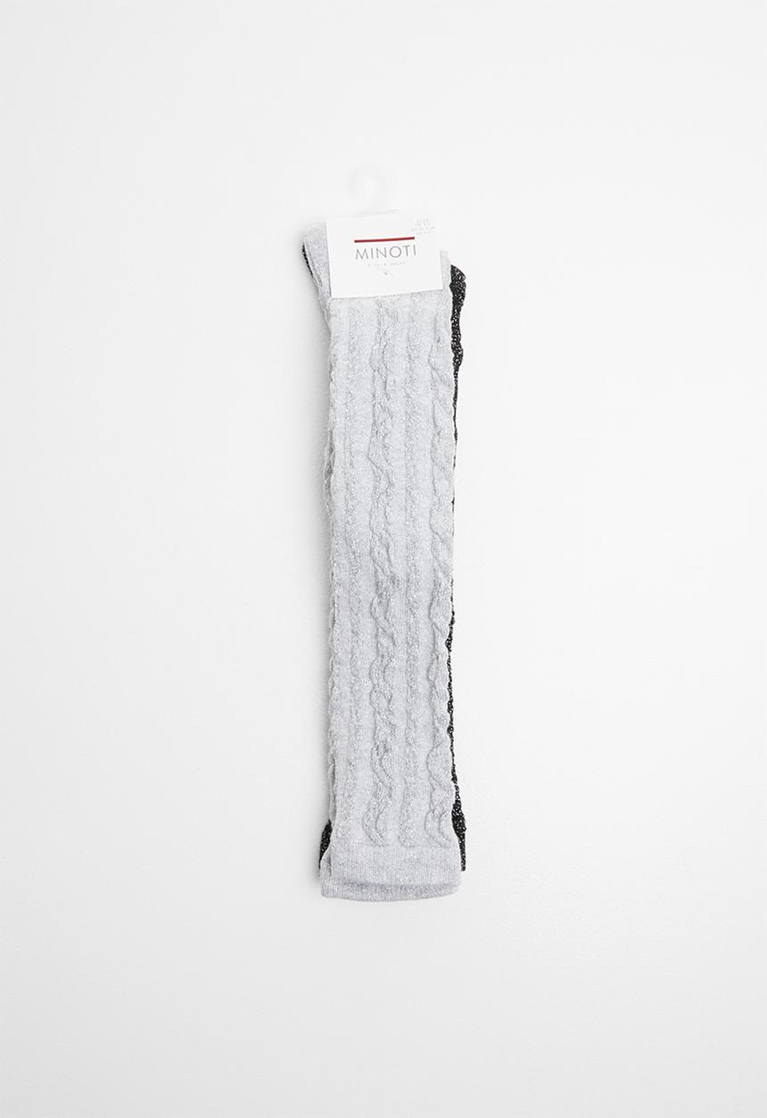 MINOTI - 2 pack knee high cable socks - grey & black 