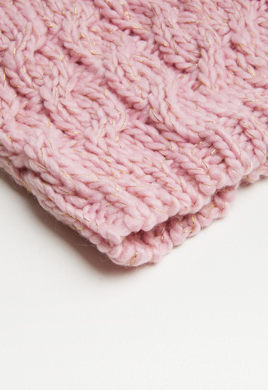 Pop Candy - Chunky cable beanie - pink & gold