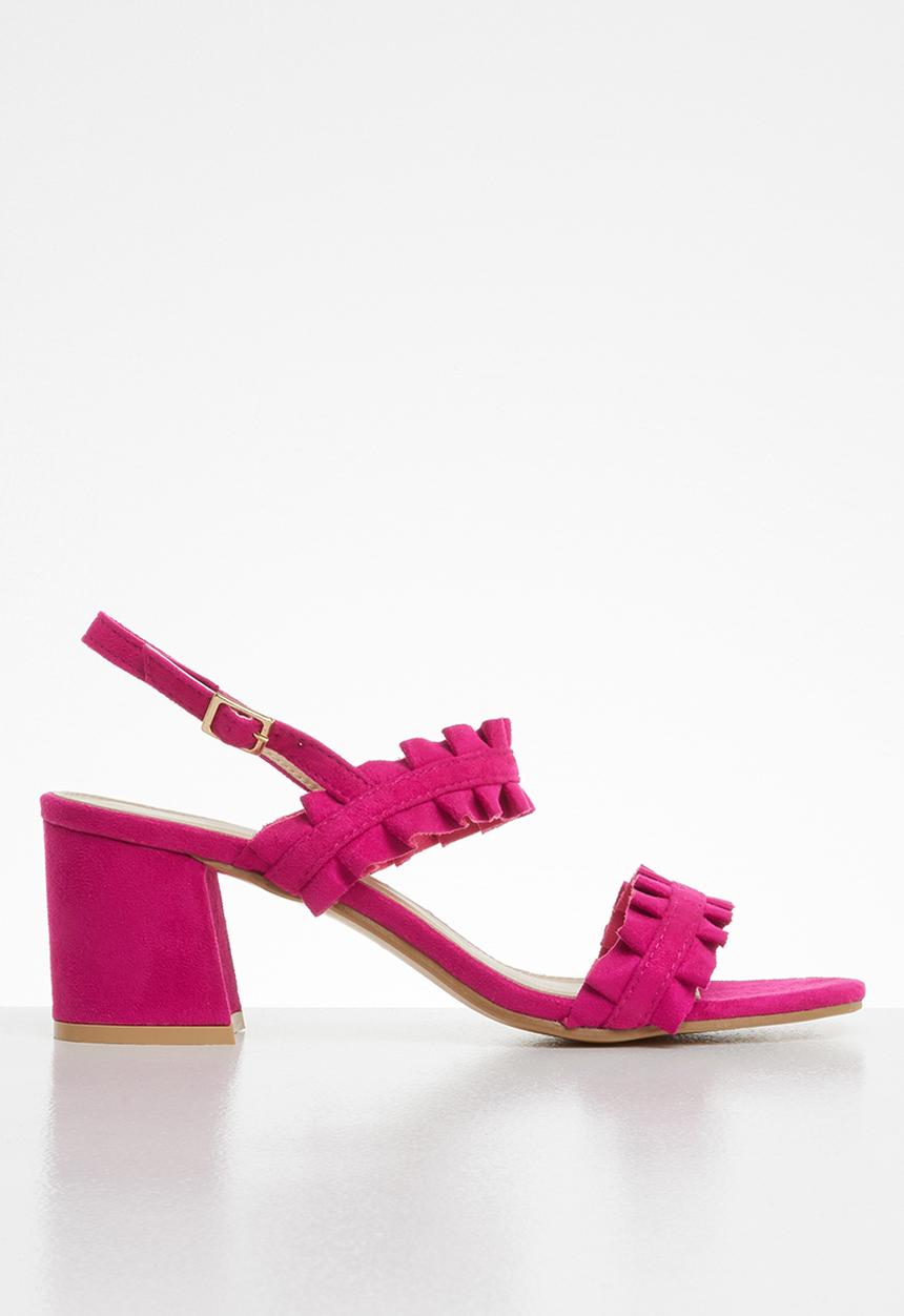 STYLE REPUBLIC - Slingback frill block heels - pink 