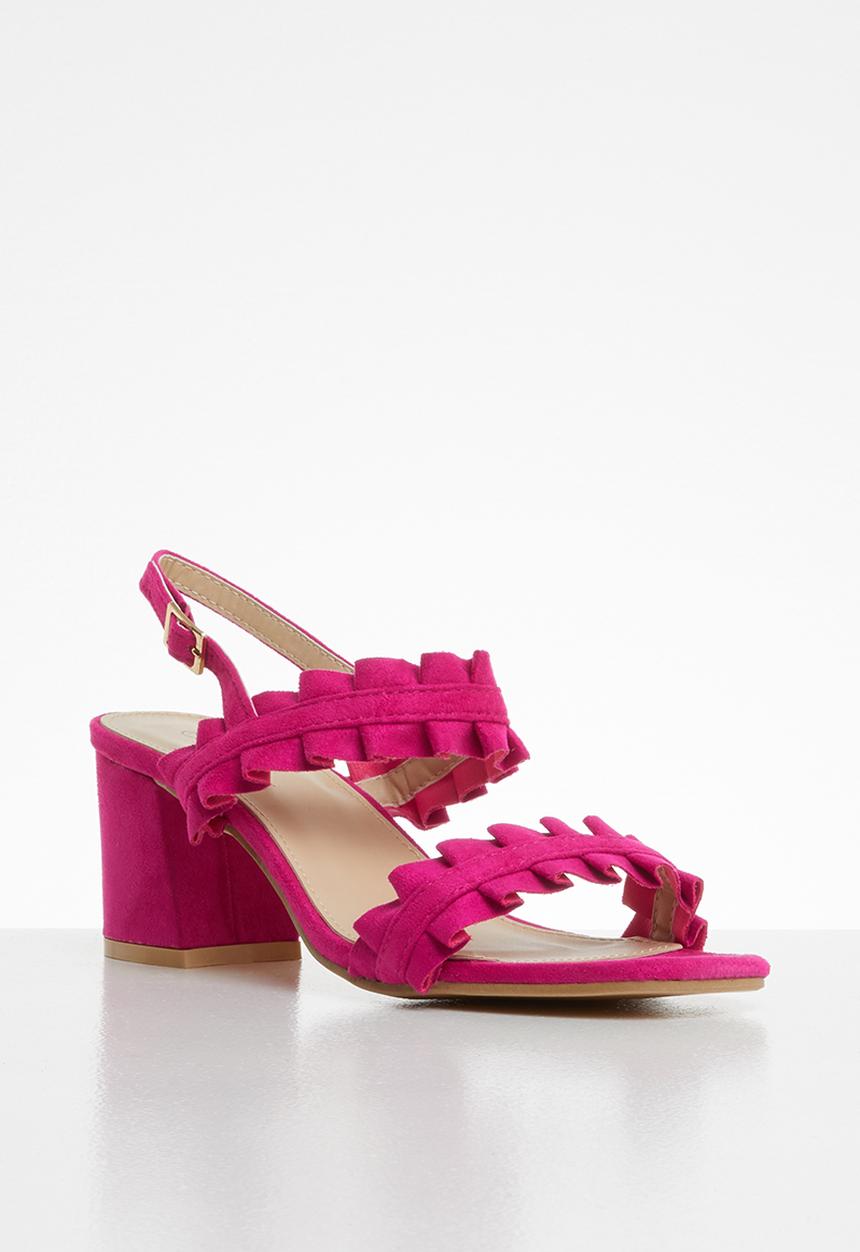 STYLE REPUBLIC - Slingback frill block heels - pink 