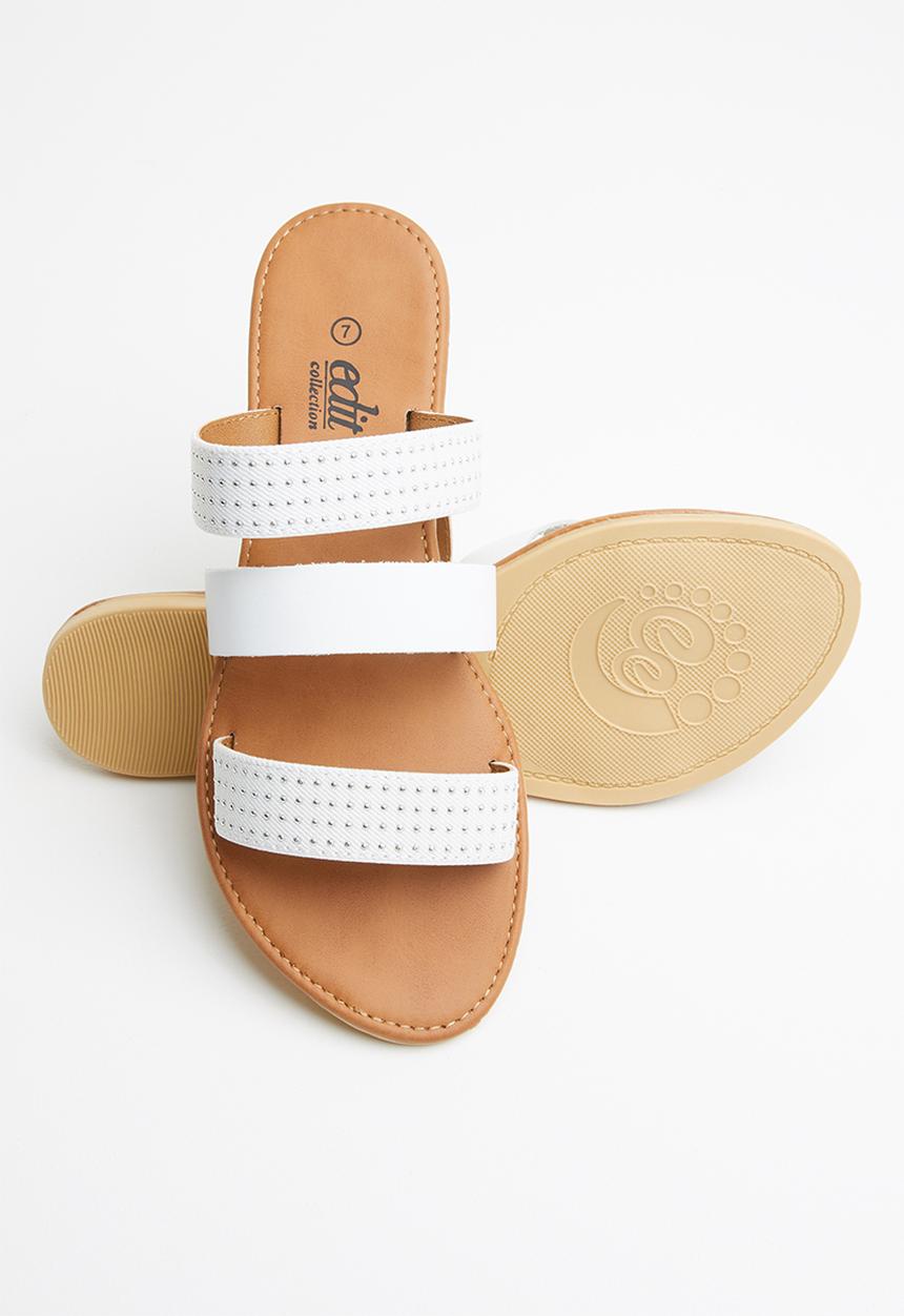 edit - Leather studded sandals - white