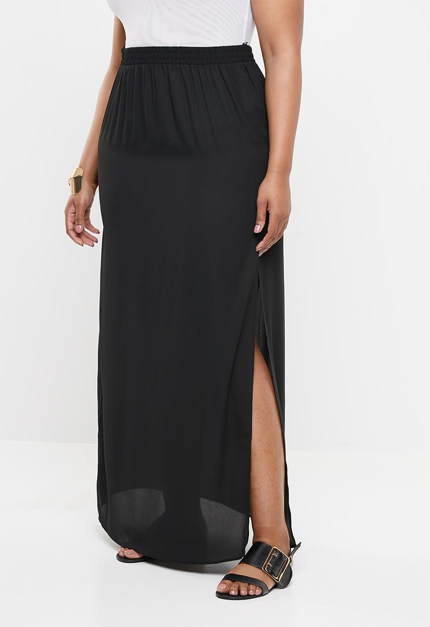 Missguided - Curve maxi skirt with side slit - black