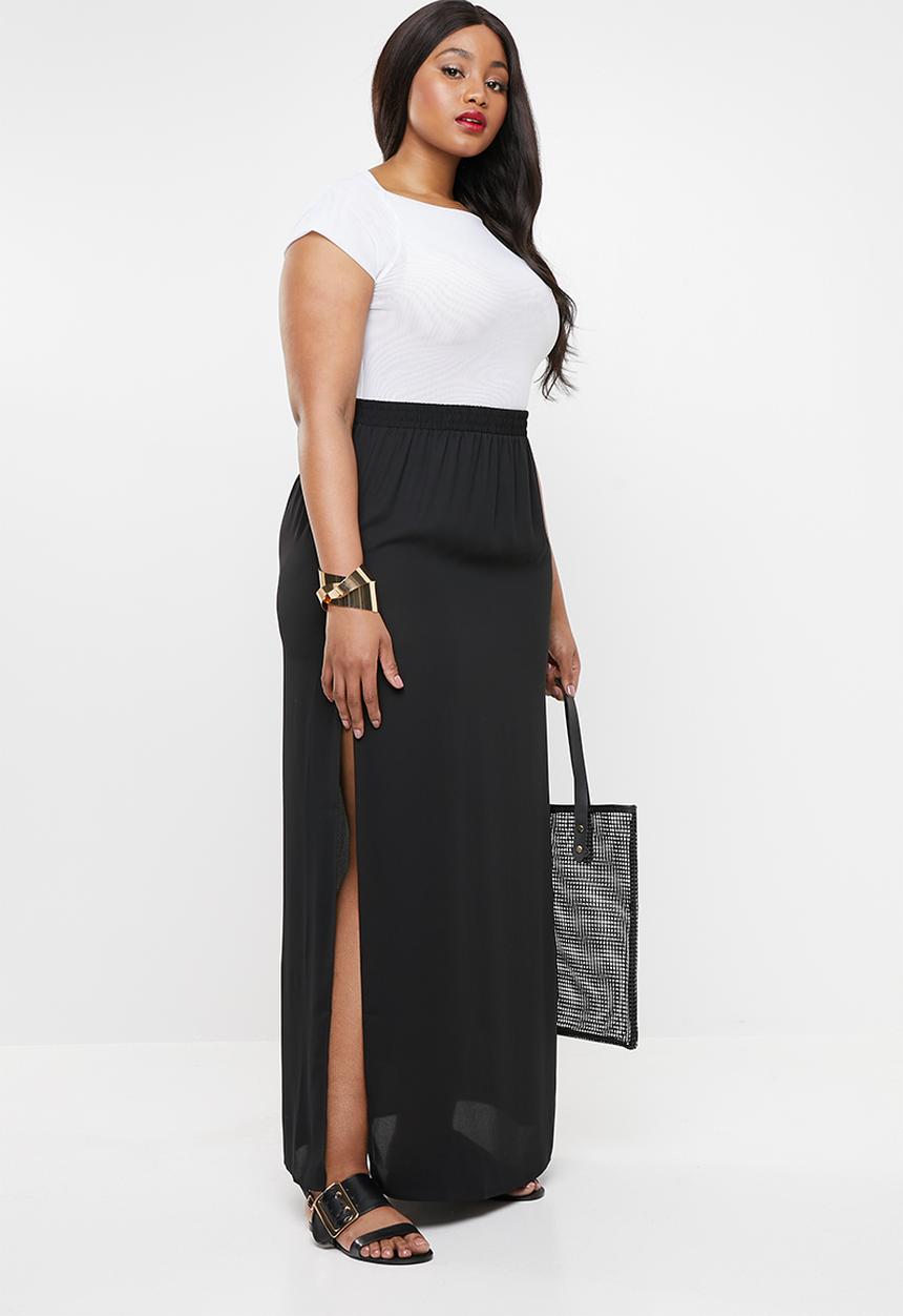 Missguided - Curve maxi skirt with side slit - black