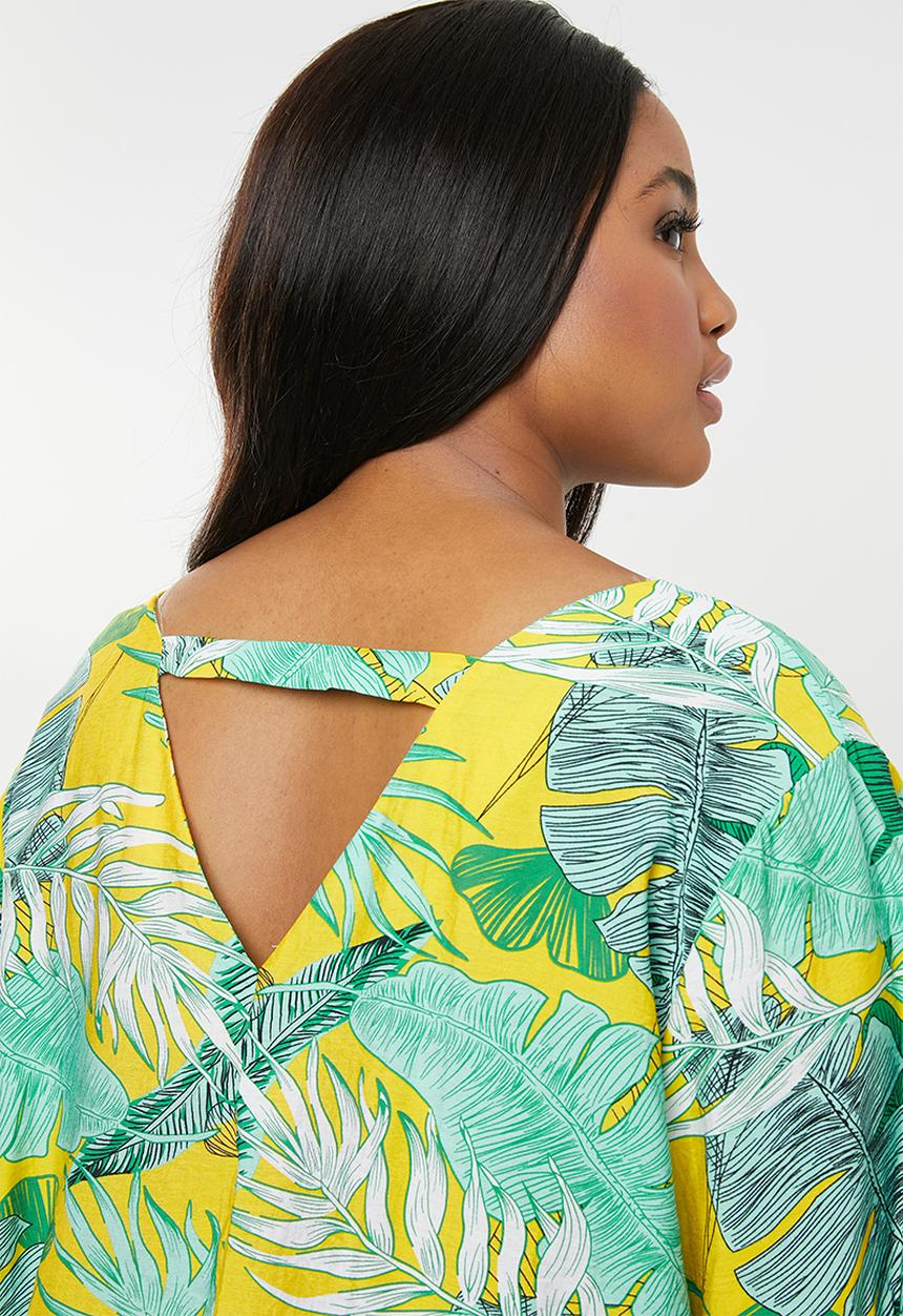 STYLE REPUBLIC PLUS - Tropical tunic dress with V-neck - multi