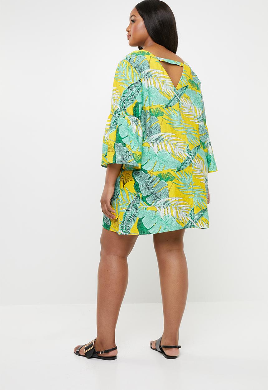 STYLE REPUBLIC PLUS - Tropical tunic dress with V-neck - multi