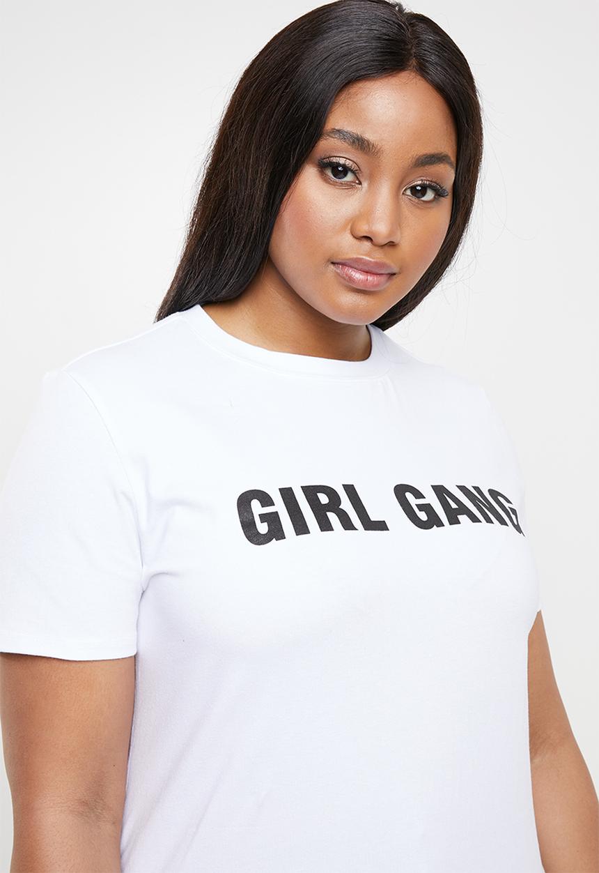 STYLE REPUBLIC PLUS - Girl gang T-shirt - white