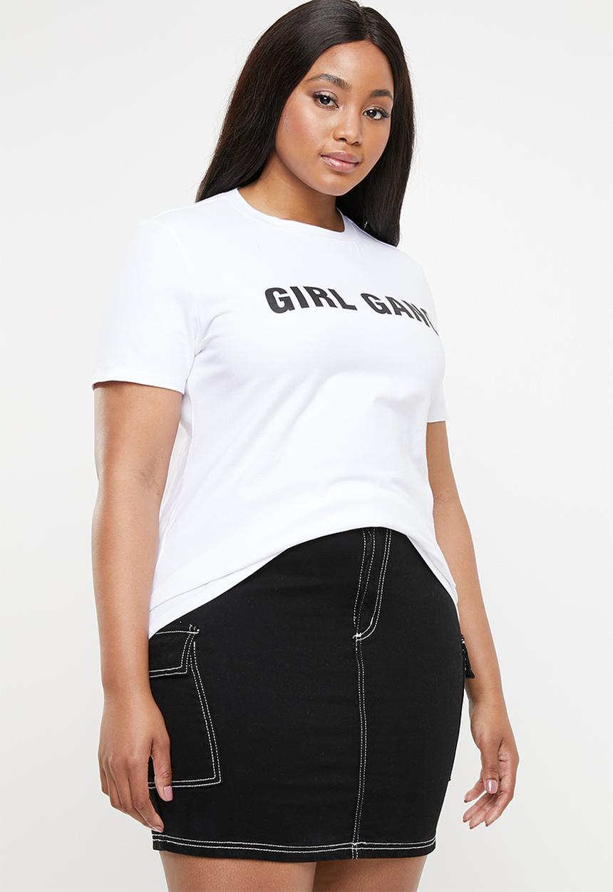 STYLE REPUBLIC PLUS - Girl gang T-shirt - white