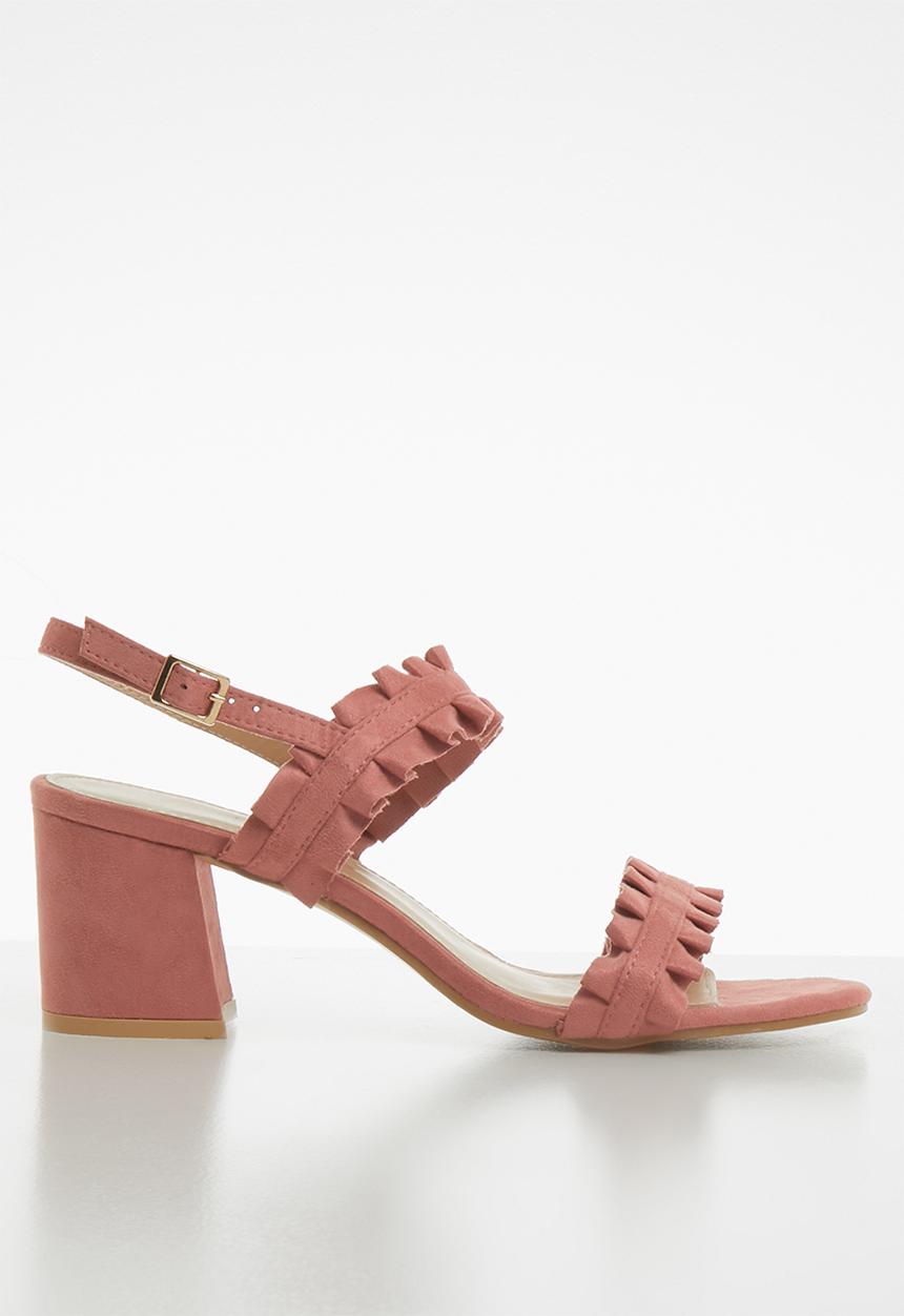 STYLE REPUBLIC - Slingback frill block heels - pink