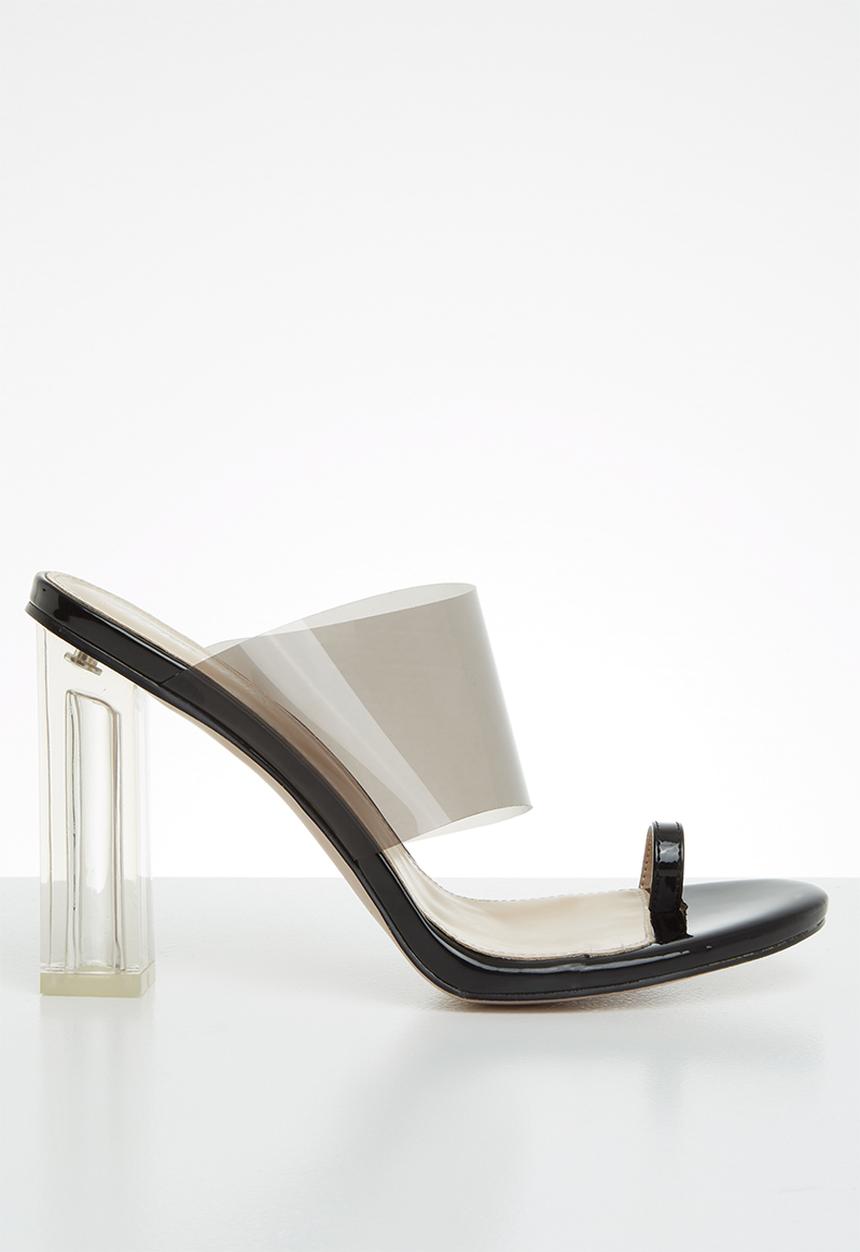 Public Desire - Faux leather toe strap heel - black