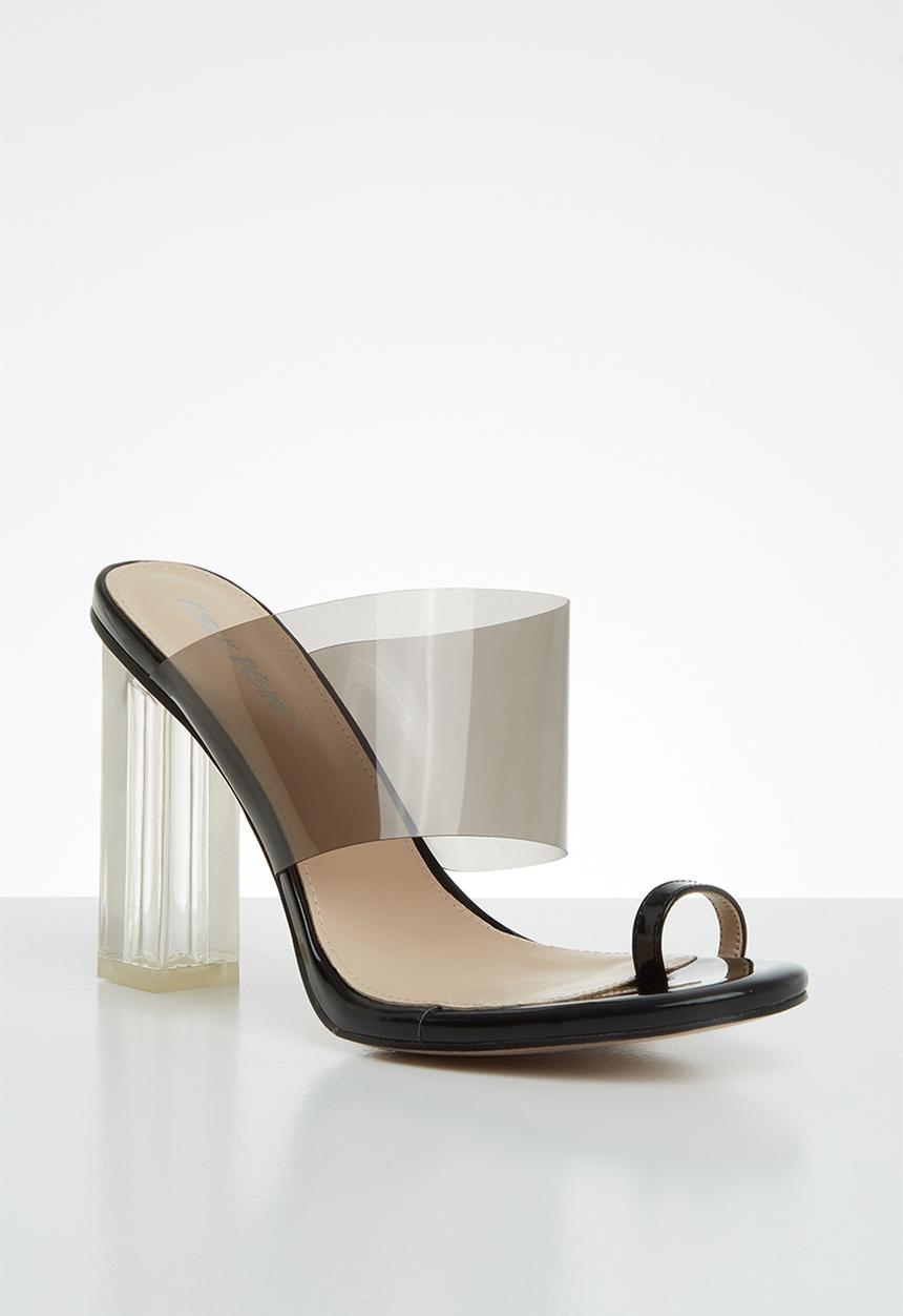 Public Desire - Faux leather toe strap heel - black
