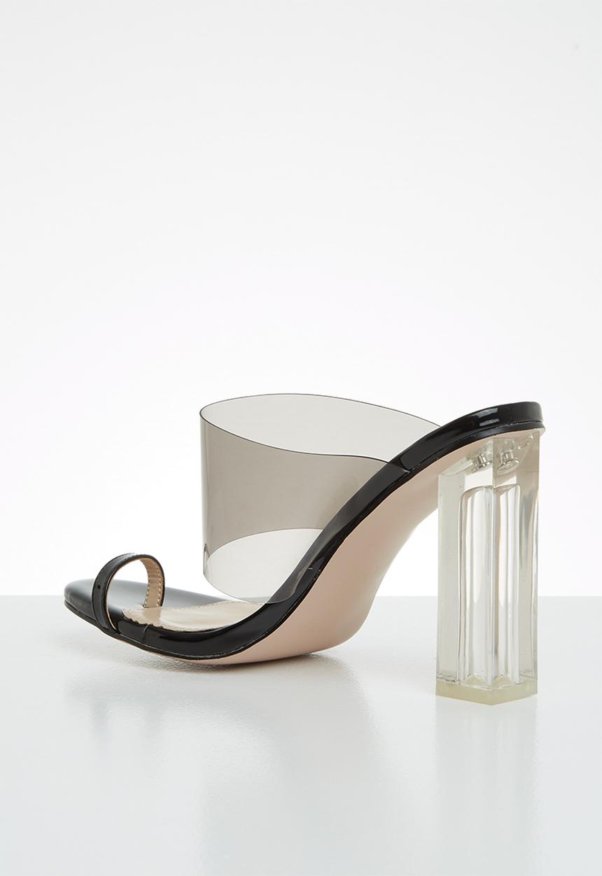 Public Desire - Faux leather toe strap heel - black
