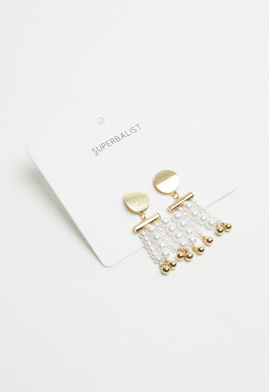 Superbalist - Pearl fall earrings - gold & white