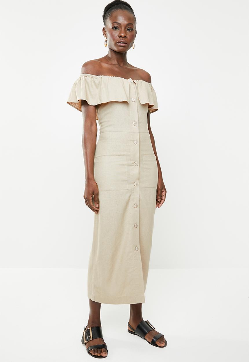 edit - Bardot linen blend dress - beige 