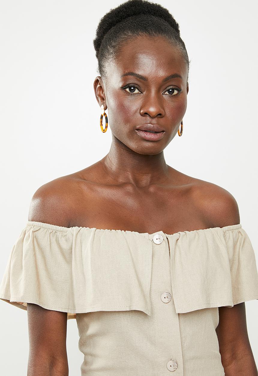 edit - Bardot linen blend dress - beige 