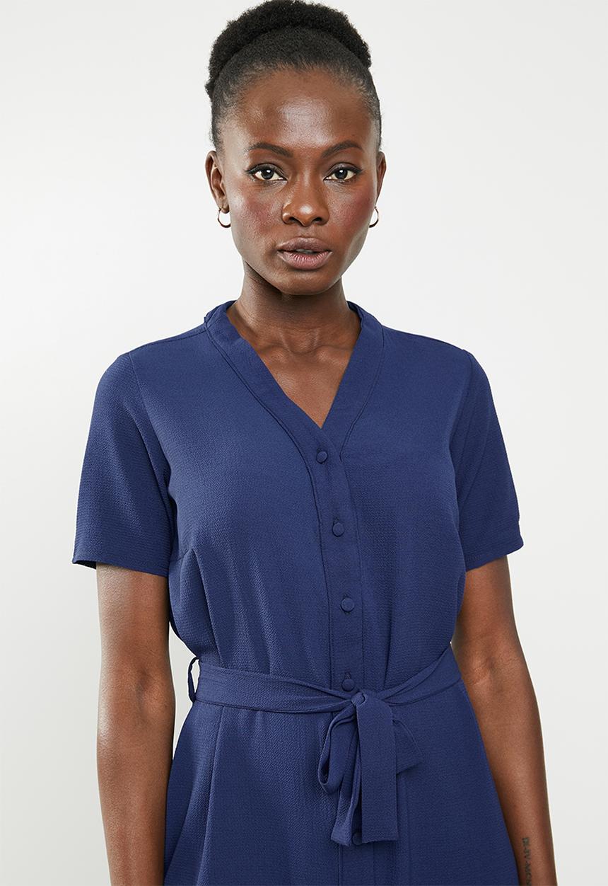 edit - Button-down shirt dress - navy