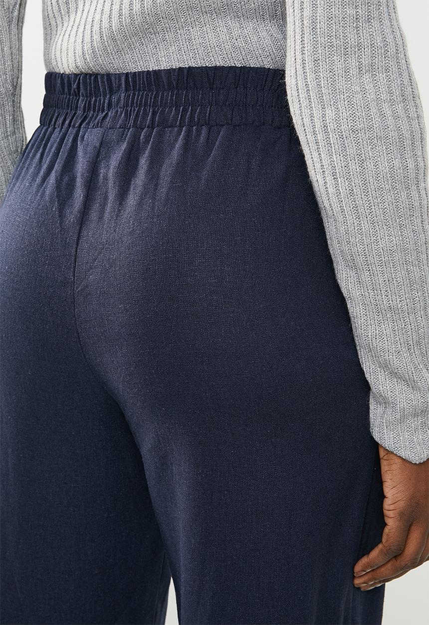 edit - Linen blend pants with drawcord - navy