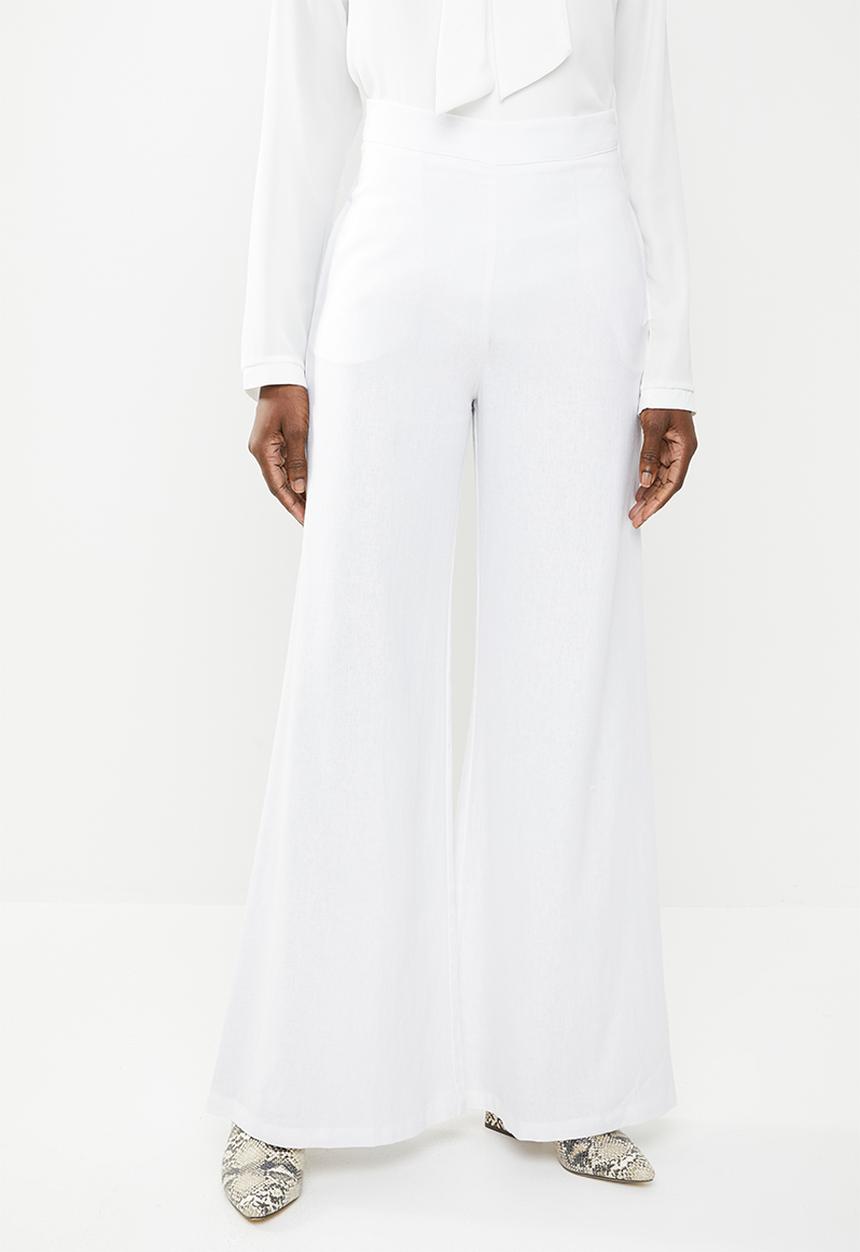 edit - Linen blend wide leg pants - white