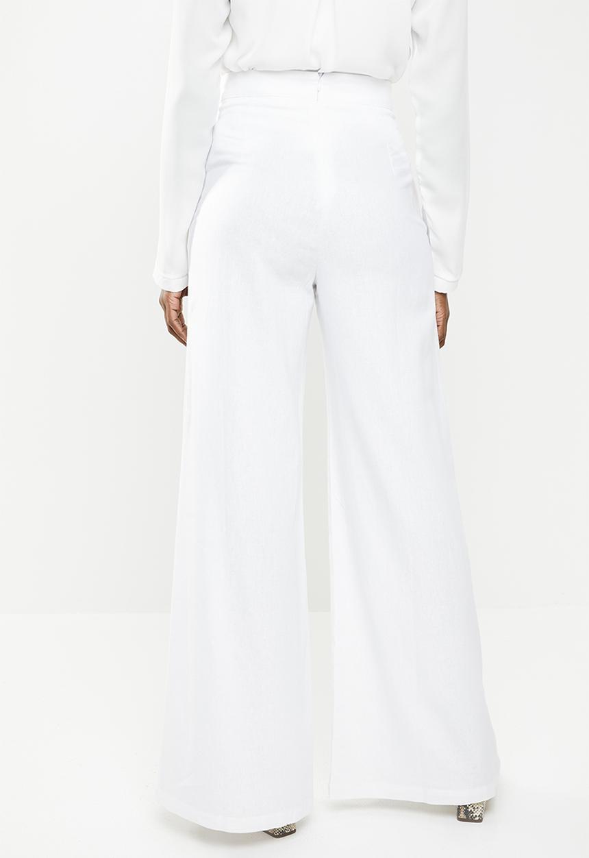 edit - Linen blend wide leg pants - white