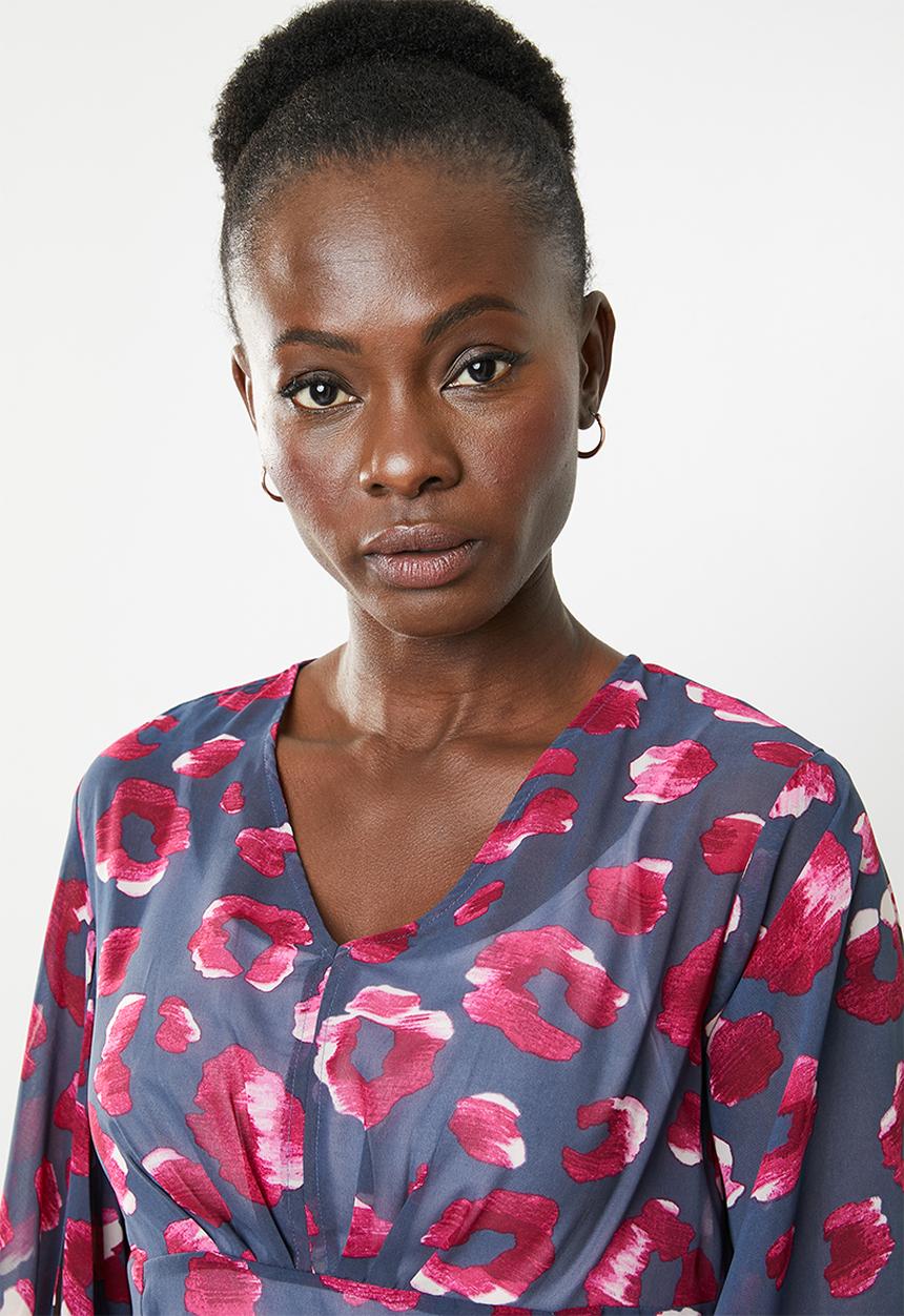 edit - V-neck batwing blouse - multi