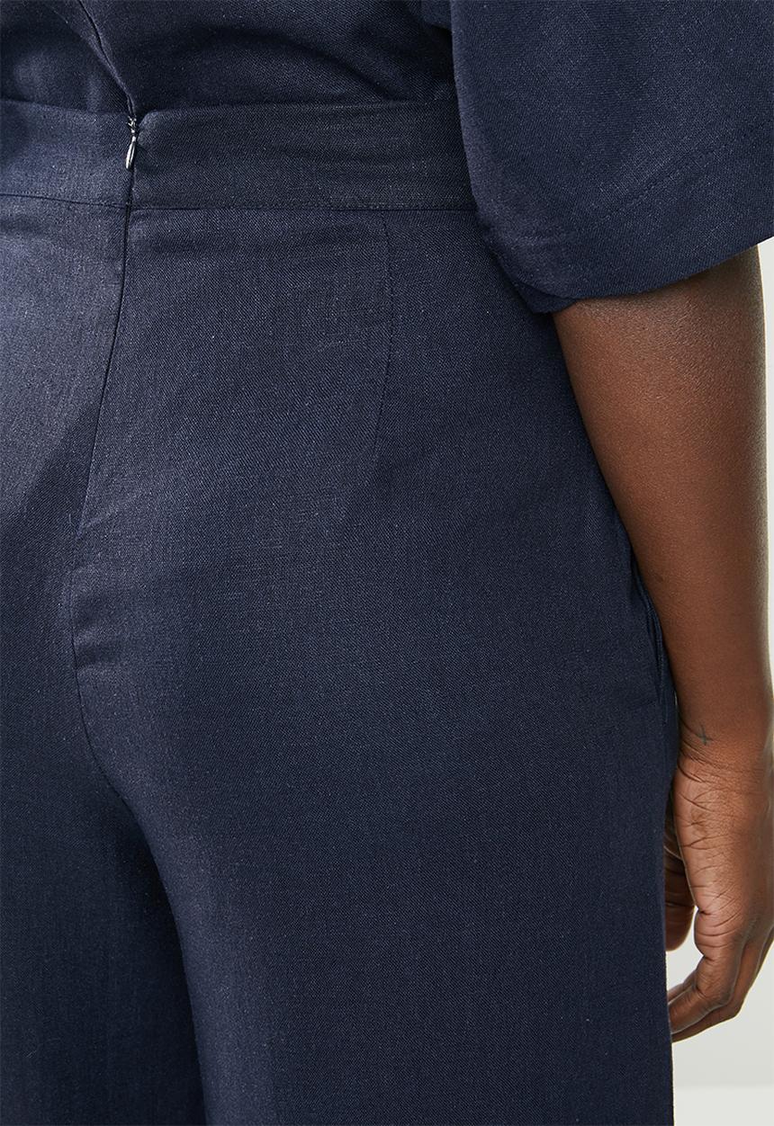 edit - Linen blend wide leg pants - navy