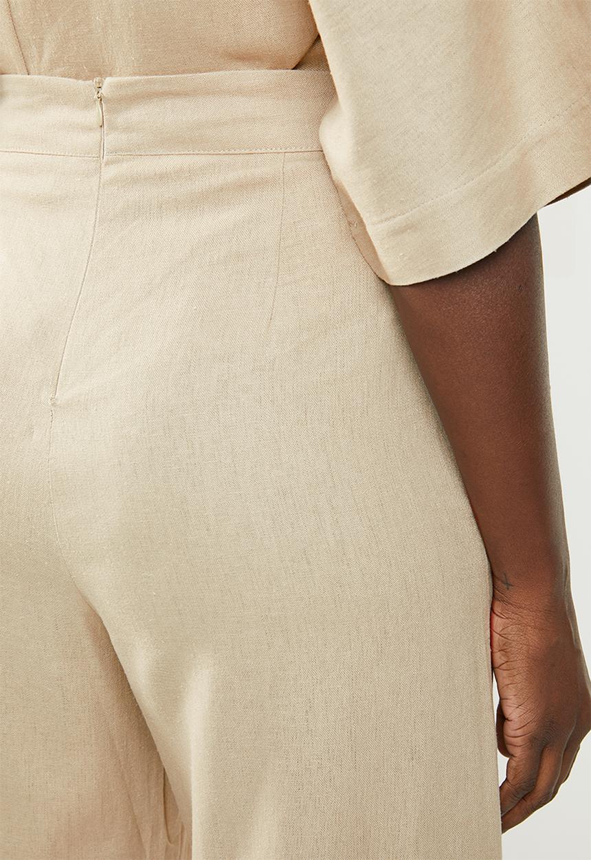 edit - Linen blend wide leg pants - beige