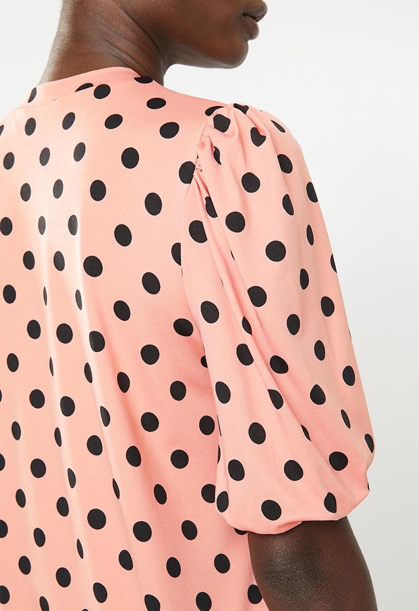 STYLE REPUBLIC - Volume sleeve T-shirt - coral & black