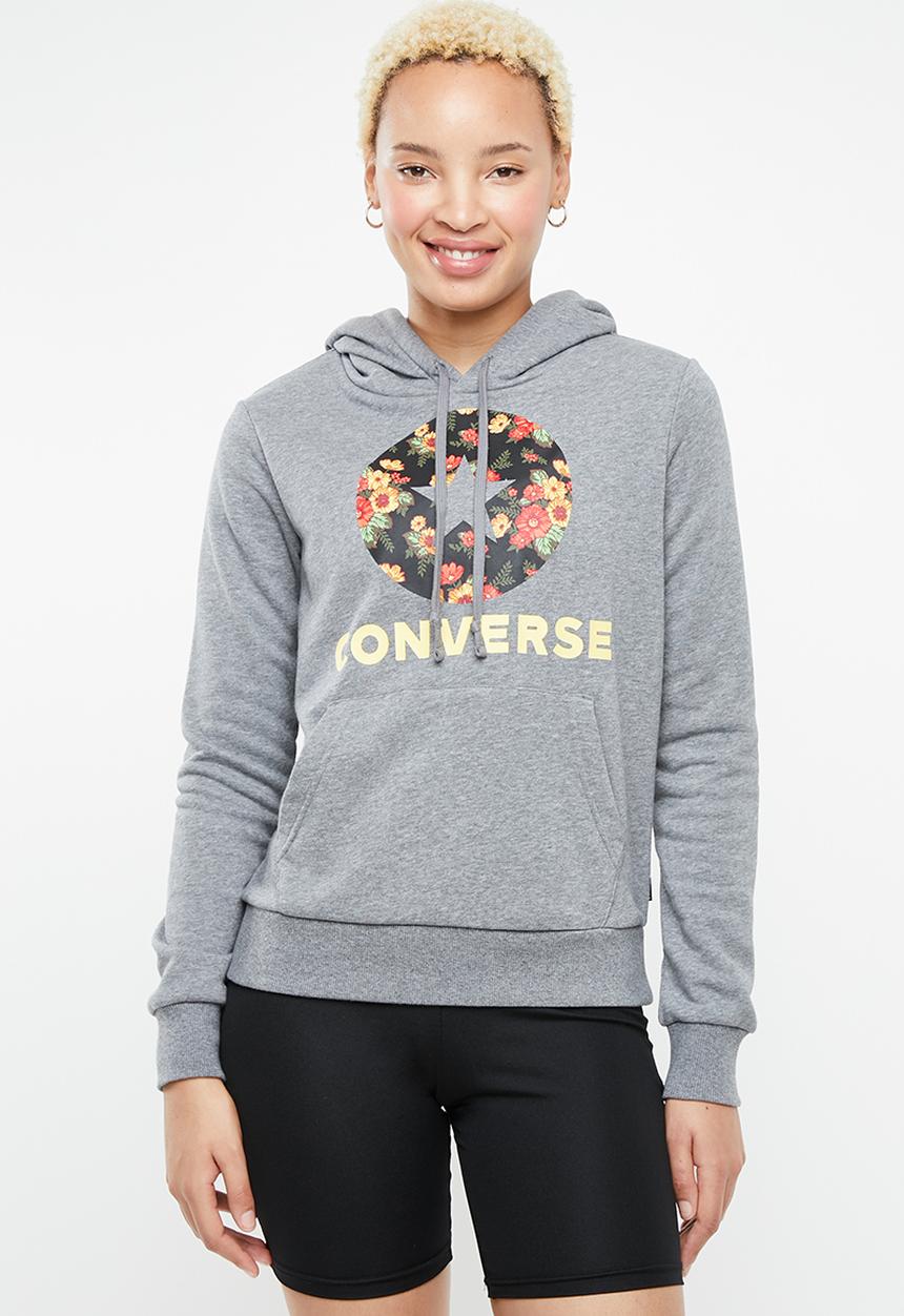 Converse - In bloom print hoodie - grey