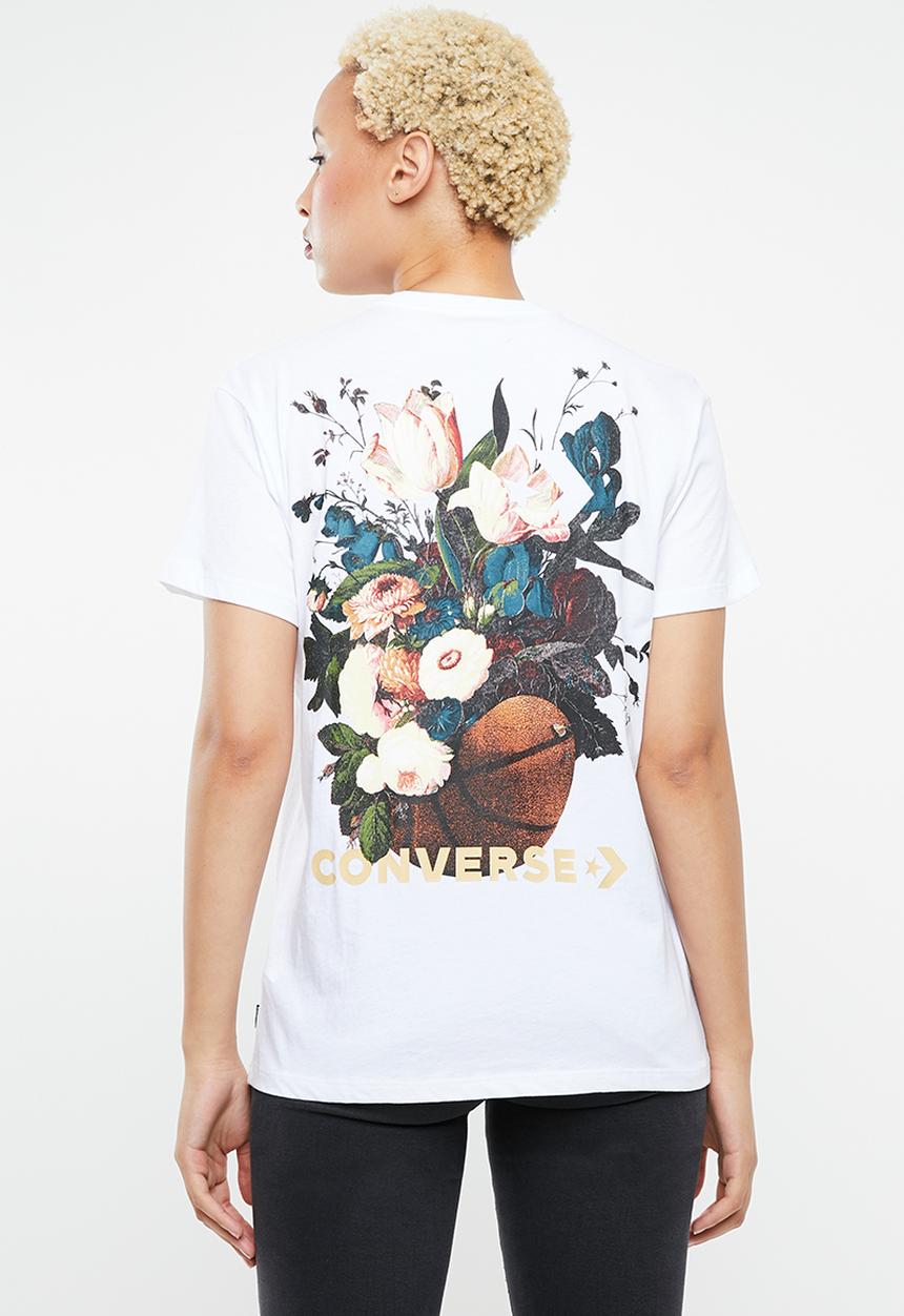 Converse - Converse floral basketball relaxed tee - white