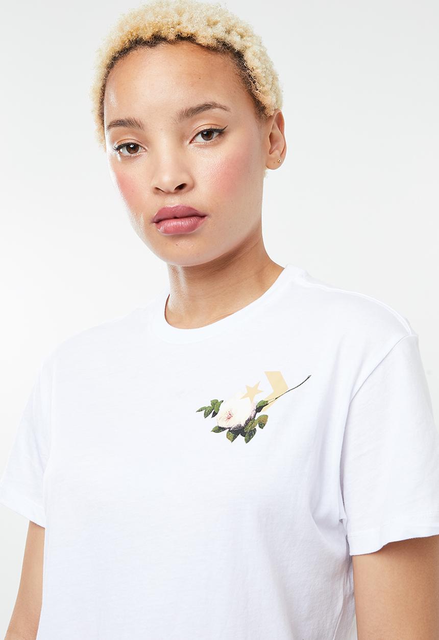 Converse - Converse floral basketball relaxed tee - white
