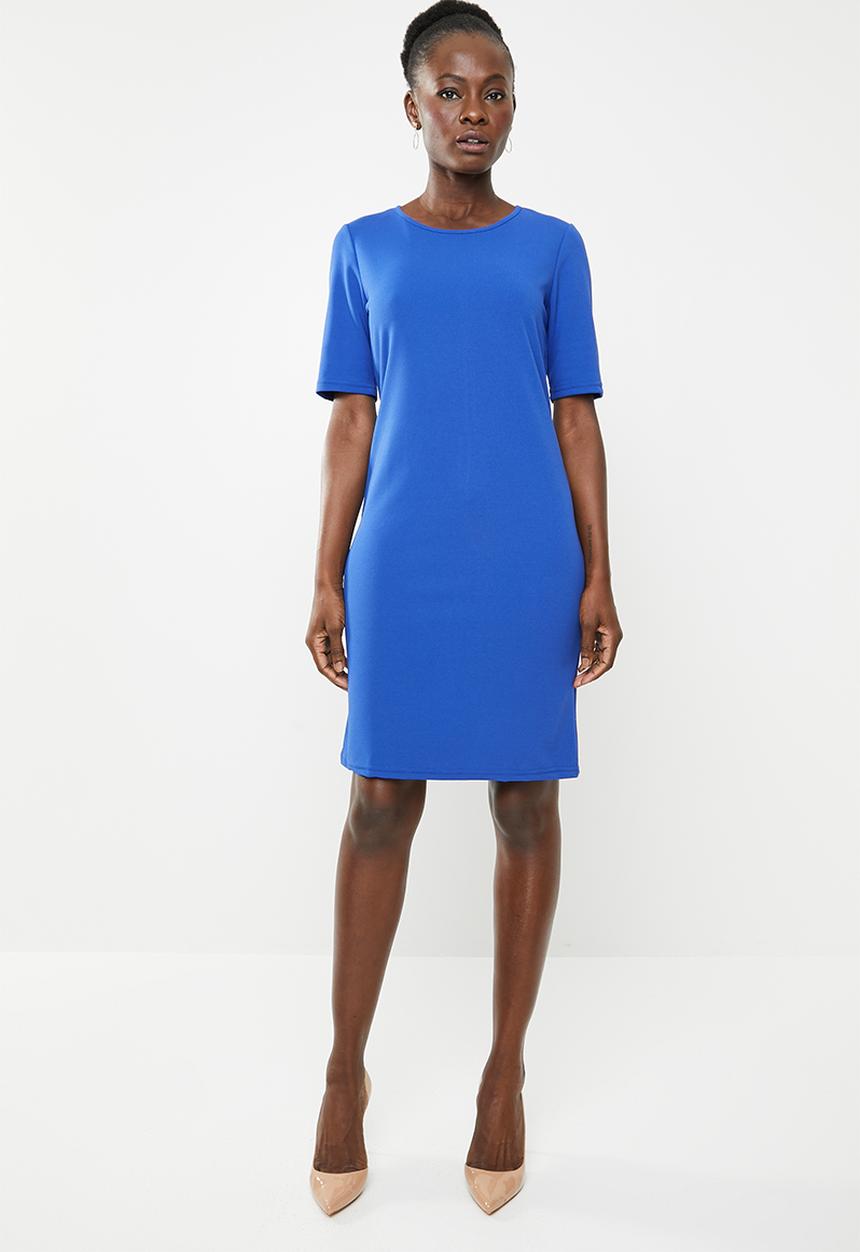 edit - Short sleeve pencil dress - blue