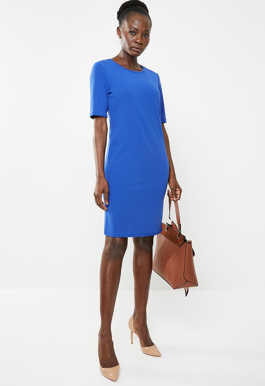 edit - Short sleeve pencil dress - blue